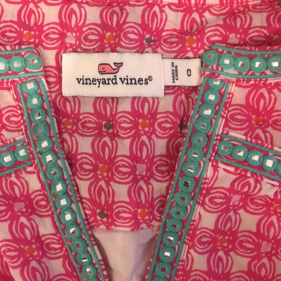 Vineyard Vines pink and turquoise 3/4 sleeve dress - Picture 2 of 2